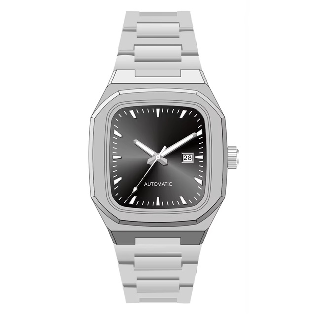 Support a Minimum Order Quantity of 10pcs for Retro Rectangular Automatic Watch Movement Stainless Steel Couple Watch