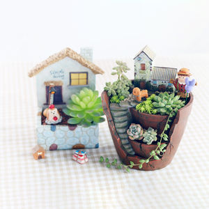 Nouveau personnalisé jardinage résine succulente bonsaï campagne Cottage multi-espace maison jardinière et jardin décor peint à la main Pots de fleurs - Product Image 5
