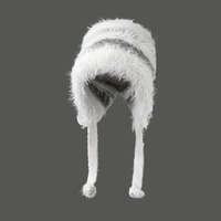 Vente en gros de nouveaux chapeaux tricotés décontractés personnalisés avec patch et logo en fausse fourrure baggy épais et chaud unisexe arcs rayés à carreaux bicolores en acrylique
