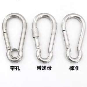 Bag Locking Swivel Climbing Snap Hook Carabiner Clips Custom Logo Shaped Keychain Stainless Steel Metal Carabiner With Eyelet