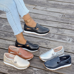 <span class=keywords><strong>Baskets</strong></span> décontractées tendance pour femme à talon compensé et bout rond, style européen/américain, grandes tailles, à enfiler - Product Image 1
