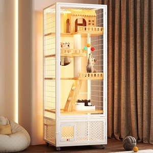 Nuevo diseño Villa estilo interior jaula para gatos casa de una pieza marco de acero caja de arena gato cabaña hogar para gatos - Product Image 1