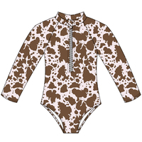 Maillot de bain d'été pour filles de 0 à 16 ans Maillot de bain à manches longues pour enfants imprimé sur mesure avec fermeture éclair Maillot de bain une pièce