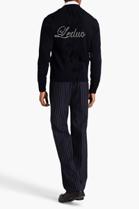 Cardigan pour hommes au <span class=keywords><strong>début</strong></span> du printemps Zip bidirectionnel Impression de lettres personnalisées Cardigan en tricot classique - Product Image 5