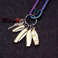Couteau pliant miniature multifonctionnel en laiton pour ouvrir les colis, accessoires de porte-clés de voiture