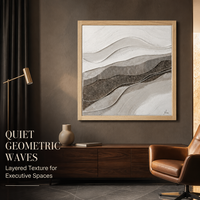 Tableau mural moderne texturé en toile ondulée à superpositions neutres avec cadre en bois pour la décoration du salon