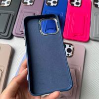 17 Étuis de Téléphone Multifonctionnels de Luxe avec Cadre Doré pour Objectif et Porte-Cartes, en Silicone Liquide Coloré Effet Peau, pour