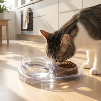 Meilleur bol pour chat en plastique PET personnalisé Best Guard - Plateau jetable 2-en-1 pour nourriture et eau pour chat