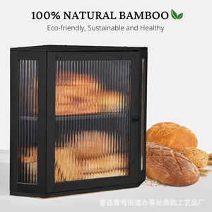 Boîte de rangement pour pain à double couche, armoire d'angle en bois, rangement alimentaire transparent, comptoir de cuisine, séparateur réglable - Product Image 3
