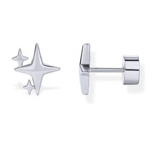 Pendientes de tuerca de latón con estrella simétrica chapados en oro de 18 quilates al por mayor para mujer, moda, boda, fiesta, uso casual, brillantes y relucientes. - Product Image 2