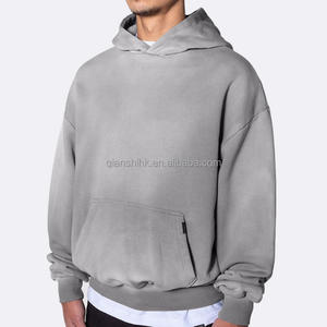 เสื้อมีฮู้ดผ้าหนาคลุมไหล่สำหรับทุกเพศเสื้อผ้าแนวสตรีทผ้าคอตตอนผ้า100% เทอร์รี่ฟอกสีได้ - Product Image 2