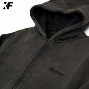 XUFEI Original <strong>Designer</strong> OEM Custom Manufacturer Streetwear 400 Gsm 100% Cotton Embroidered <strong>Zip</strong> up Oversized Boxy Wash <strong>Hoodie</strong> Men - Product Image 3