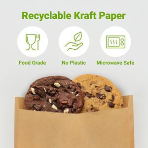 BOFA Kraftpapier-Sandwichbeutel mit Selbstklebeverschluss Gefrier- und Mikrowellengeeignet Fettresistent für Bäckerei Mittagessen Süßigkeiten - Product Image 3