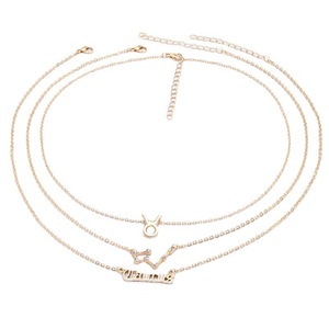 Ensemble de 12 colliers signes du zodiaque, style vintage, avec lettres et symboles, ornés de diamants, ensemble de bijoux en alliage trois pièces - Product Image 5