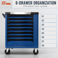 Chariot à outils robuste RTTOOL 279 pièces avec 8 tiroirs sur roulettes pour l'organisation d'atelier