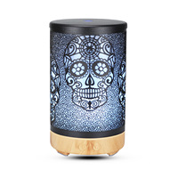 Diffuseur d'huiles essentielles USB en fer forgé en forme de crâne, 100 ml, mini humidificateur domestique avec fonction de minuterie