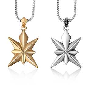 Pendentif porte-bonheur en acier inoxydable, couleur or 18K, pour Couple, collier pour amoureux, bijoux - Product Image 1