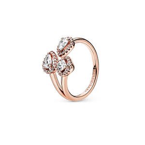 Elegante <span class=keywords><strong>Anillo</strong></span> Abierto con Diseño de Flor de Melocotón, Chapado en <span class=keywords><strong>Oro</strong></span> <span class=keywords><strong>Rosa</strong></span>, con Micro Pavé de Cuentas, Ajustable y Apilable, para Mujer, Joyería Diaria, Regalo - Product Image 3