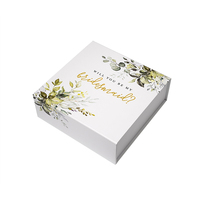 Boîte rigide magnétique personnalisée avec logo, estampage à chaud doré, doublure en éponge imperméable, boîte cadeau haut de gamme pour demoiselle d'honneur, demande en mariage
