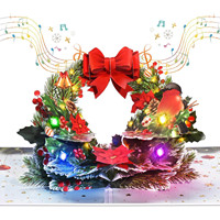 Tarjetas de Felicitación en Oferta, 5x7 Pulgadas, Forma Rectangular Azul Marino, Tarjetas 3D Pop-up con Diseño de Trineo Navideño, Tarjeta de Regalo para Amigos