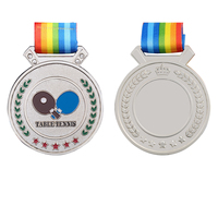JP0901 Produit de vente à chaud en alliage de zinc vierge 2D 3D médaille d'or sport métal tennis de table médailles de ping-pong
