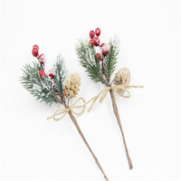Noël Simulation Pin Ruit Branches Flocon De Neige Pin Aiguille Baies Fruits Rouges Branches Décoration Festive Noël