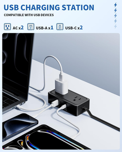 Regleta de Enchufes Plana Compacta de 5 Metros con 2 Tomas de CA y 3 Puertos USB, Protector Contra Sobretensiones para Viajes, Oficina y Hogar - Product Image 6
