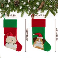 Chaussette de Noël, sac cadeau, décorations de chaussettes de Noël transfrontalières pour animaux de compagnie, bonhomme de neige, pendentifs pour sapin de Noël, chaussettes bonhomme de neige et renne