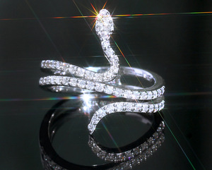 Snake Shape <b>Crystal</b> Accent <b>Ring</b> for Women Statement Fashion <b>Ring</b> Daily Party Accessories - Product Image 1