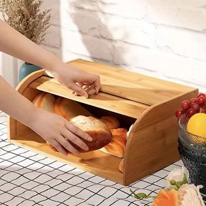 Creative Large Capacity Bamboo Bread <b>Box</b> Multifunctional Food Storage Container Pastries Donuts Bread <b>Rolls</b>-Healthy Bread Holder - Product Image 3