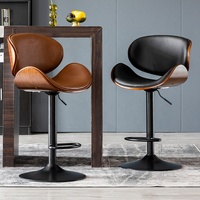 Barhocker im Nordischen Stil, Günstige Thekenmöbel, Goldfarbenes Metall mit Leder-Rückenlehne, Luxuriöse Moderne Küchen-Hochstühle für Bartische