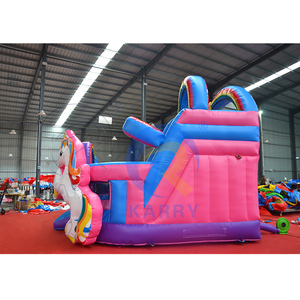 Château gonflable commercial licorne avec toboggan sec pour fêtes - Product Image 4