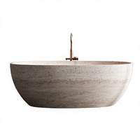 Baignoire autoportante pour hôtel, salle de bain intérieure, en surface solide, pour adultes, avec drain en pierre, écologique, 60 gal+, drain d'angle