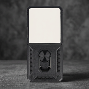 เคสโทรศัพท์แบบพับได้สำหรับ Z Flip7 สีดำ รุ่น Black Armor พร้อมที่จับและวงแหวนแม่เหล็ก ผลิตจากวัสดุ TPU+PC แข็งแรง เป็นมิตรกับสิ่งแวดล้อม - Product Image 2