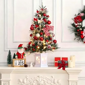 Nuevo Árbol de Navidad Artificial Preiluminado Bekis con Base de Copos de Nieve, Diseño Nevado, Material Plástico, Bayas - Product Image 4