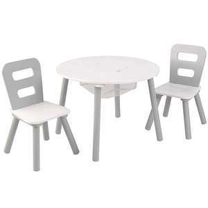 Wholesale ECO Cheap White Pink Wood Round <strong>Toddler</strong> Child <strong>Play</strong> Activity Kid Furniture <strong>Table</strong> and 2 Chair Set with Storage Mesh Bag - Product Image 5