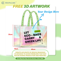 Sac fourre-tout moyen/grand en PP laminé, imprimé sur mesure avec logo, réutilisable, à fermeture ouverte, pour vêtements, cadeaux et shopping