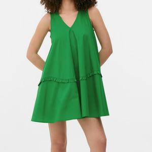 Nouvelle Robe Décontractée Plissée à Volants en Coton pour Femme, Style Modeste et Tendance, Motif Uni, Coupe Ample, Idéale pour l'Été – Vente Chaude OEM - Product Image 1