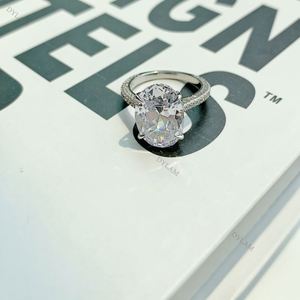 Bagues en argent Dylam pour hommes, modèles solitaires, idées pour fiançailles, grandes pierres précieuses ovales avec pavé de zircons, bagues de mariée en argent et zircon - Product Image 4