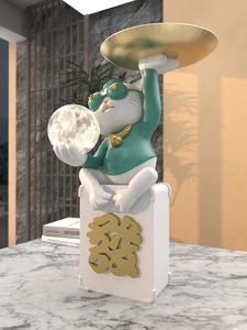 Chat porte-bonheur résine artisanat Sculpture Art populaire clé stockage entrée armoire à chaussures pour la maison salon pour décorations de bureau - Product Image 3