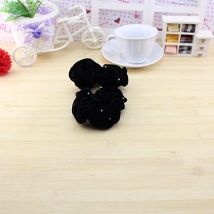 Chouchou en velours noir avec strass, élastique à cheveux très extensible, accessoire pour chignon, usage quotidien, coiffe tendance - Product Image 3