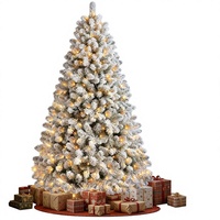 Sapin de Noël artificiel de 1,2 à 2,7 m, effet neige, haute qualité, pré-éclairé, lumières blanc chaud, branches articulées, support pliable en métal