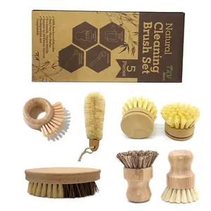Household Kitchen Bamboo Dish Bottle Brush Custom Logo Wooden Cleaning Pan Scrub Brushes