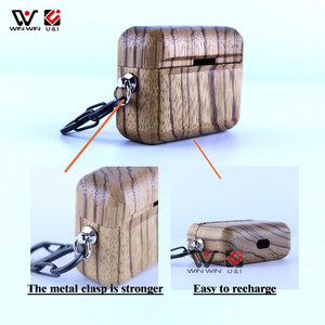 2025 Cubierta protectora de madera dura de lujo Diseño de fábrica OEM Estuche de piel de madera para auriculares Funda para Airpod - Product Image 3