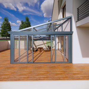 Solárium de Techo Inclinado de Vidrio y Aleación de Aluminio Personalizado |   Diseño <span class=keywords><strong>con</strong></span> energía solar, cerrado y abrible |   Jardín de Hotel Villa <span class=keywords><strong>con</strong></span> Patio - Product Image 2