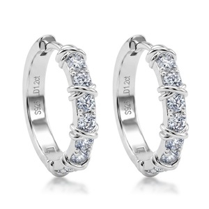 Boucles d'oreilles pendantes demi-éternité en argent sterling S925 avec diamants de laboratoire, torsadées, pour usage quotidien - Product Image 1