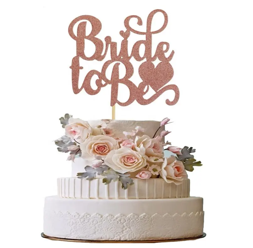 Da sposa Doccia Torta Decorazione di Cerimonia Nuziale Festa Di Compleanno Decori Impegnati Favore di Cerimonia Nuziale In Oro Rosa Sposa di essere Toppers Cupcake