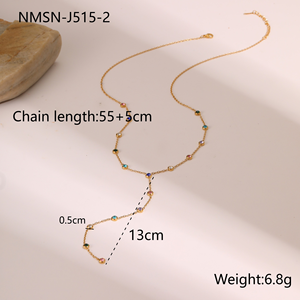 Collar de acero inoxidable con circonitas y flecos largos, estilo europeo y americano, con cadena en forma de Y, adecuado para todas las ocasiones. - Product Image 5