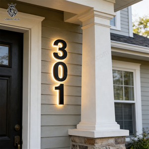 Simba <strong>Sign</strong> Wholesale High Quality 3D LED House Address Number Signs Backlit Metal Acrylic Halo Lit Street <strong>Sign</strong> Numbers Letters - Product Image 1