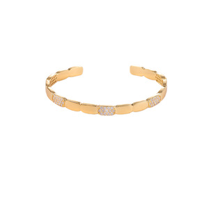 Geometric Zircon Open <b>Bangle</b> And Ring <b>Set</b> Gold And Silver Stainless Steel Women's Jewelry Gift - Product Image 5